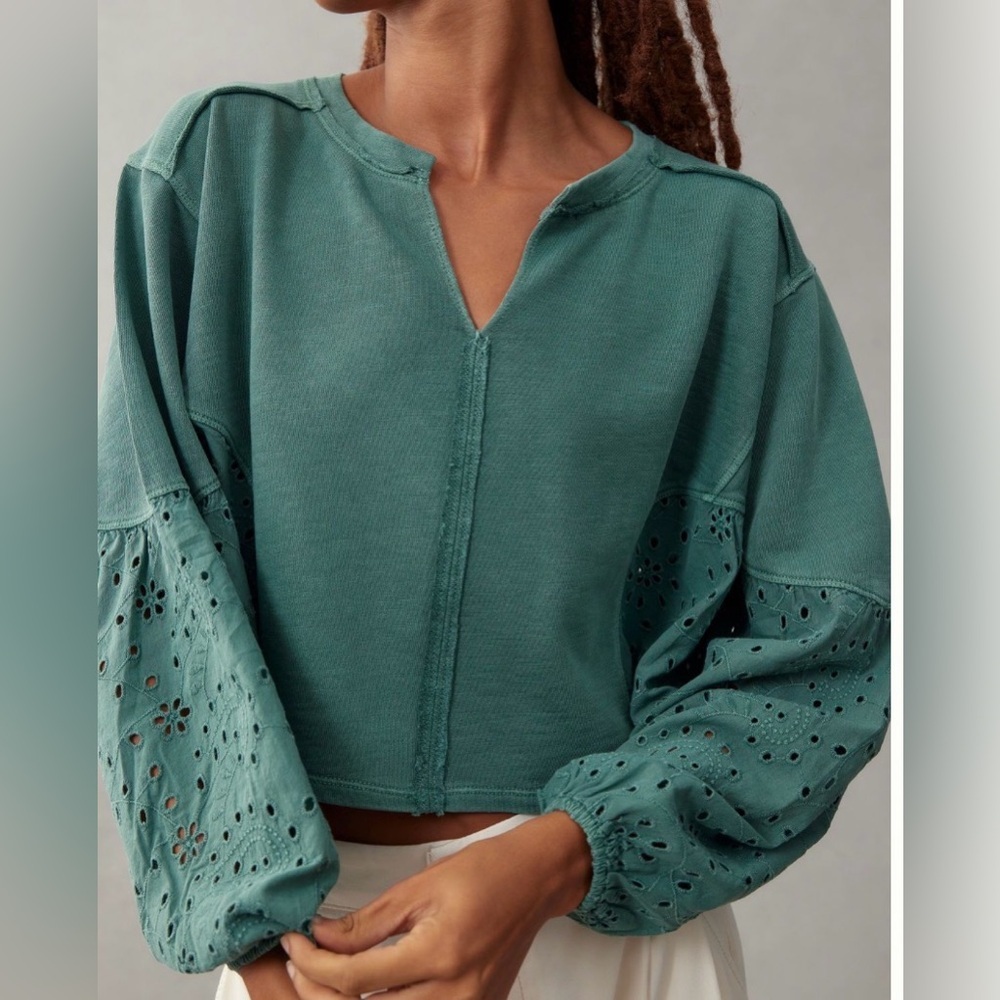 Pilcro batwing eyelet sweatshirt